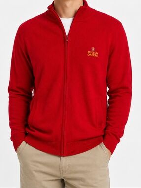 Vintage Molson O’Keefe Red Full Zip Sweater AERO MODE Canada Knit